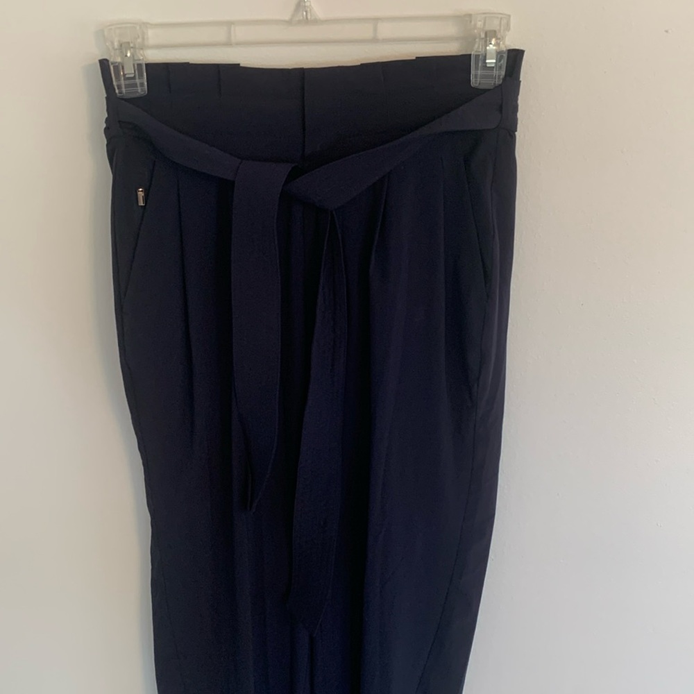 Athlete Skyline II Paper Bag High Waist Pants NAVY with attached belt
